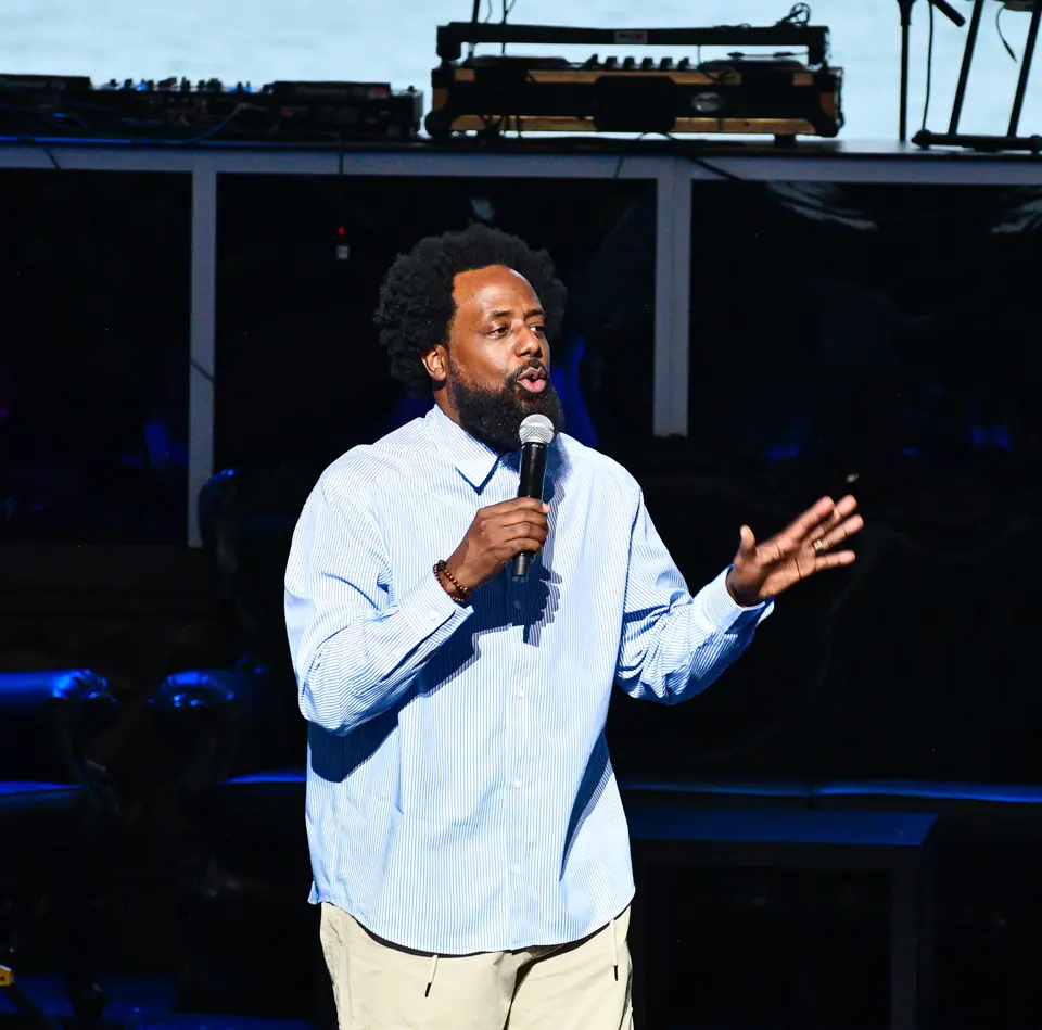 Marcus D. Wiley performs stand-up